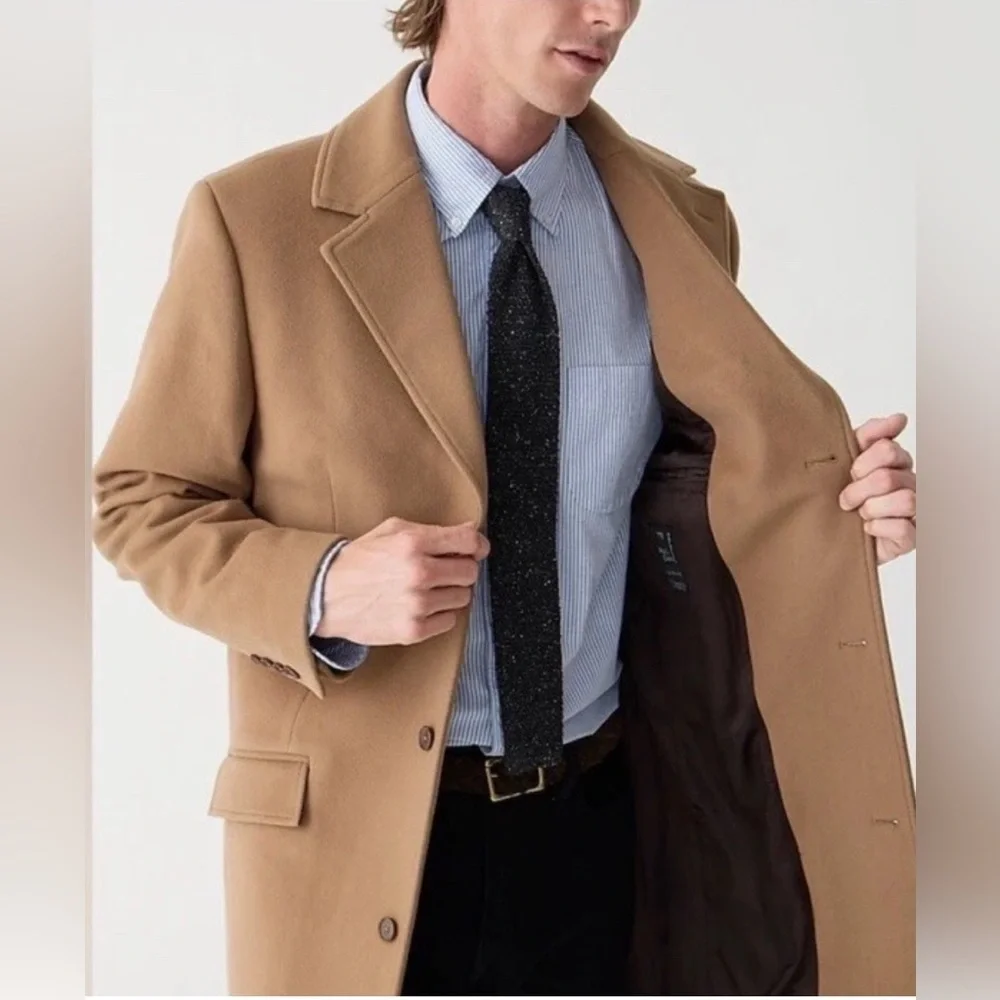 J. Crew Thompson Tan Button Down Wool Topcoat.  Sz XL